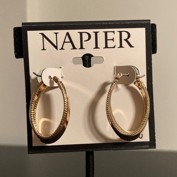 Napier Gold Textured Hoop Earrings